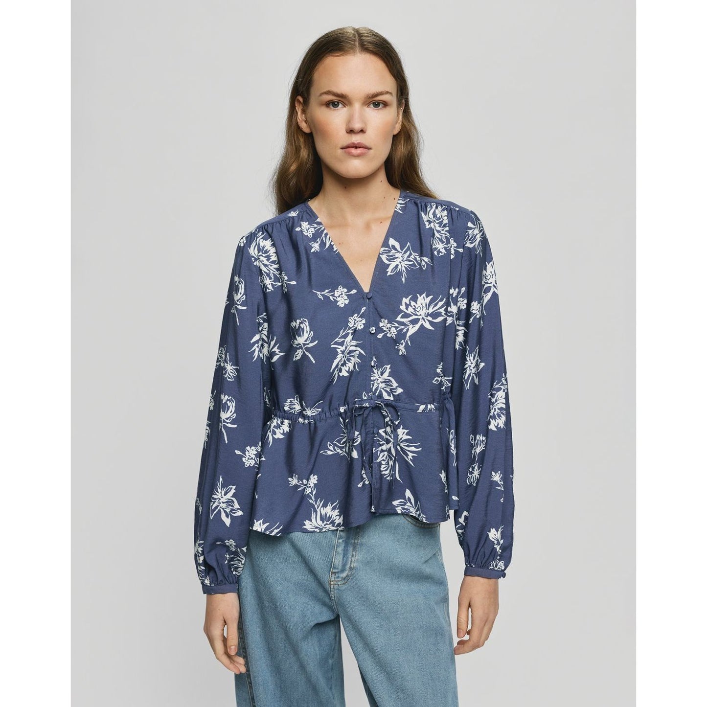 Moss Copenhagen Andena Amabella Shirt AOP - indigo flower