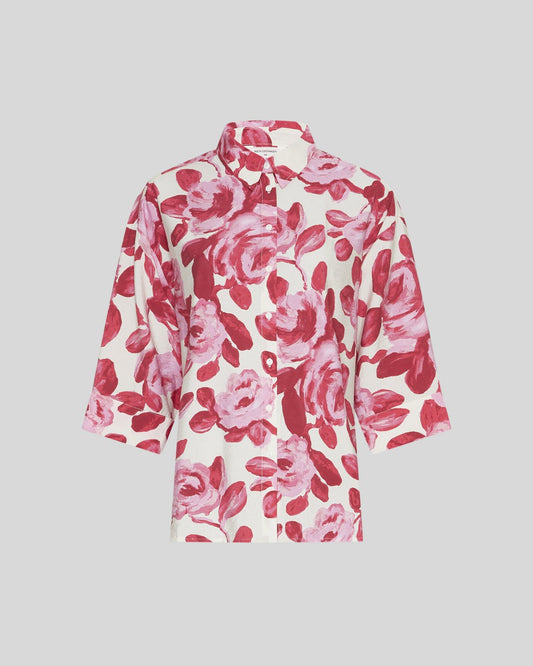 Moss Copenhagen Edrina 3/4 Shirt AOP -red rose flower-