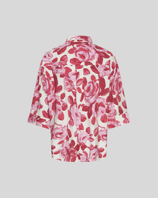 Moss Copenhagen Edrina 3/4 Shirt AOP -red rose flower-