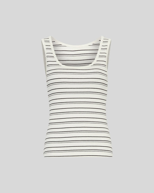 Moss Copenhagen Gubbi Rasmia SL Top stripes -turledove/black