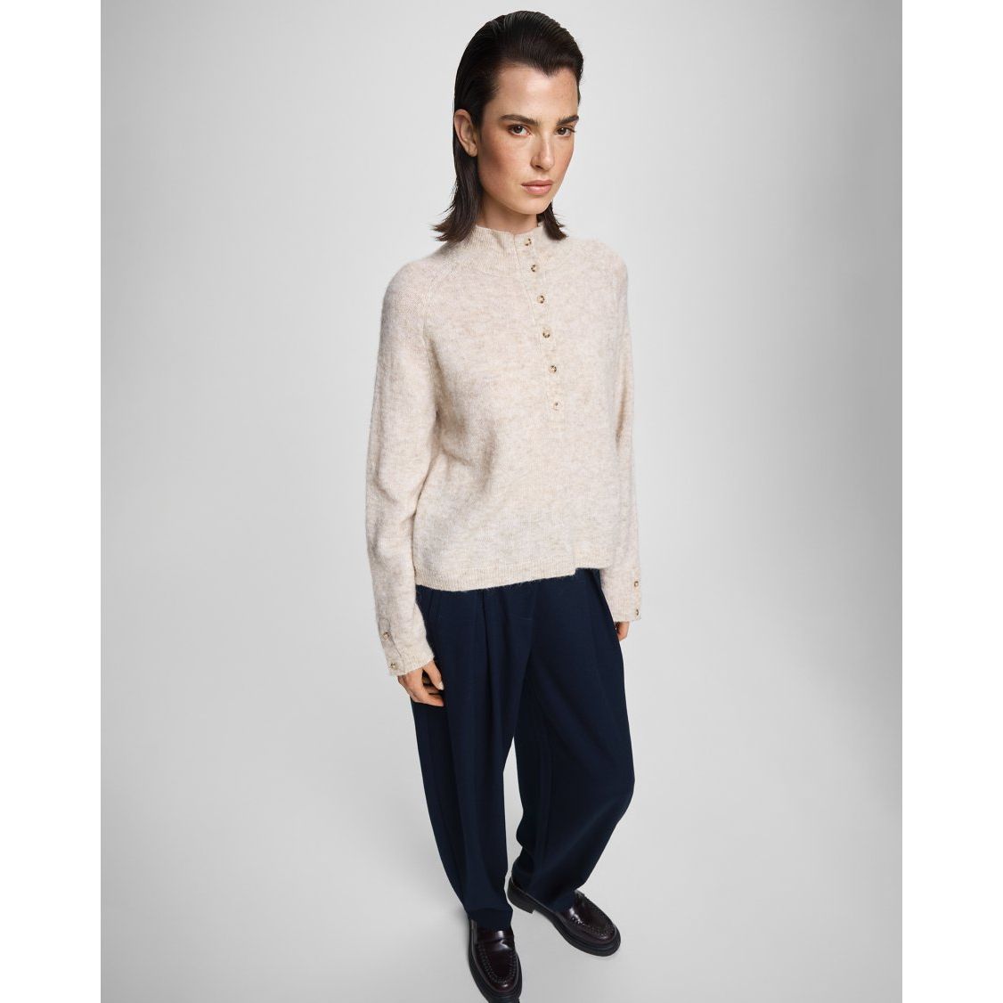 Moss Copenhagen Milania Hope M Pullover - oatmeal melange