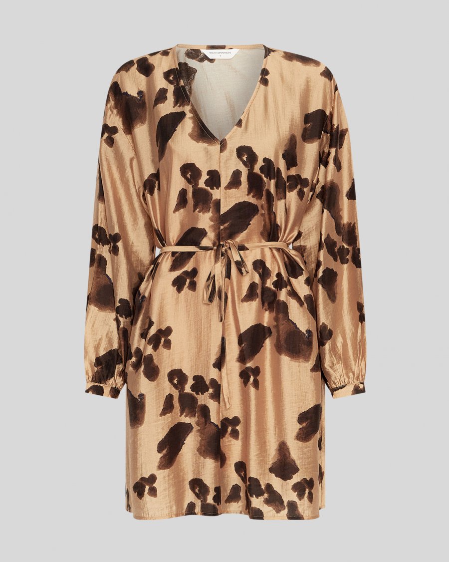 Moss Copenhagen Nilla Romina Short Dress AOP - Iced Coffee Leo