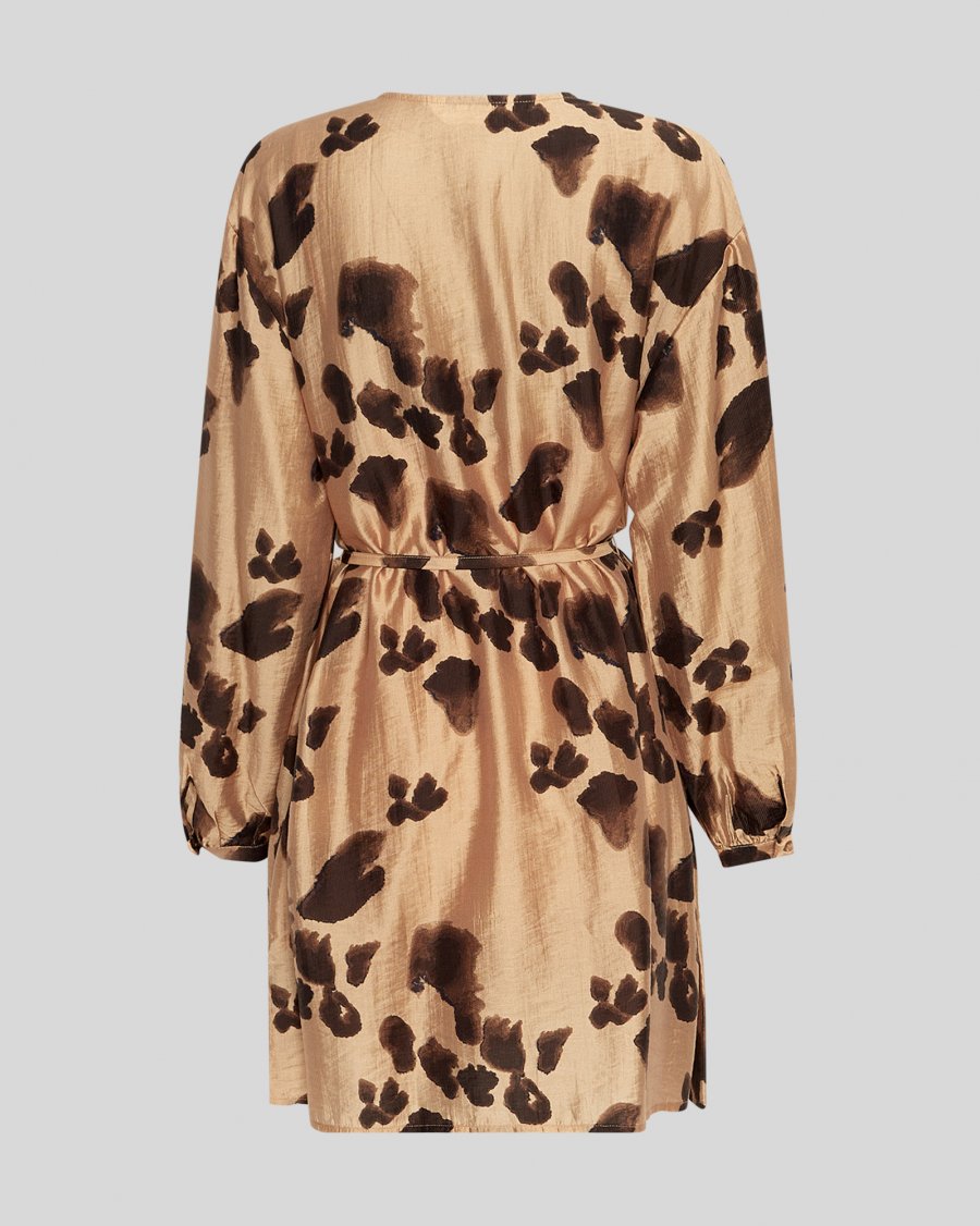 Moss Copenhagen Nilla Romina Short Dress AOP - Iced Coffee Leo