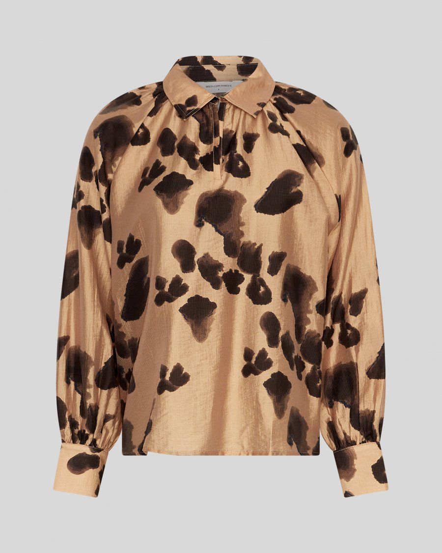 Moss Copenhagen Nilla Romina Top AOP - Iced Coffee Leo