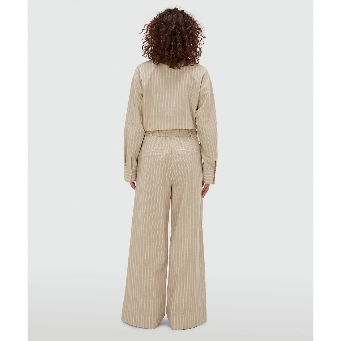JOSH V Mid-Rise Wide-Leg-Hose - stone stripe
