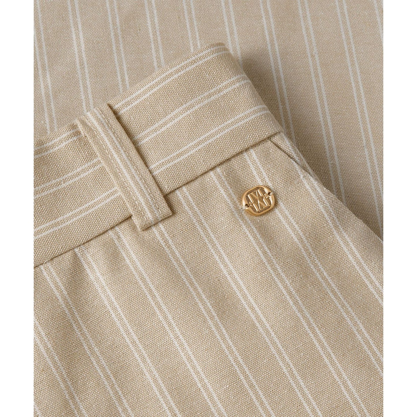 JOSH V Mid-Rise Wide-Leg-Hose - stone stripe