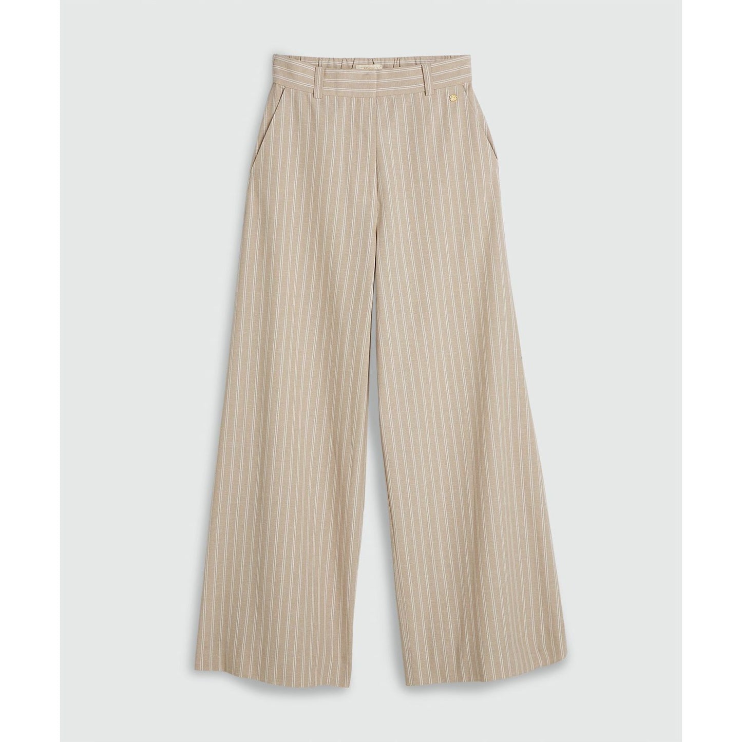 JOSH V Mid-Rise Wide-Leg-Hose - stone stripe