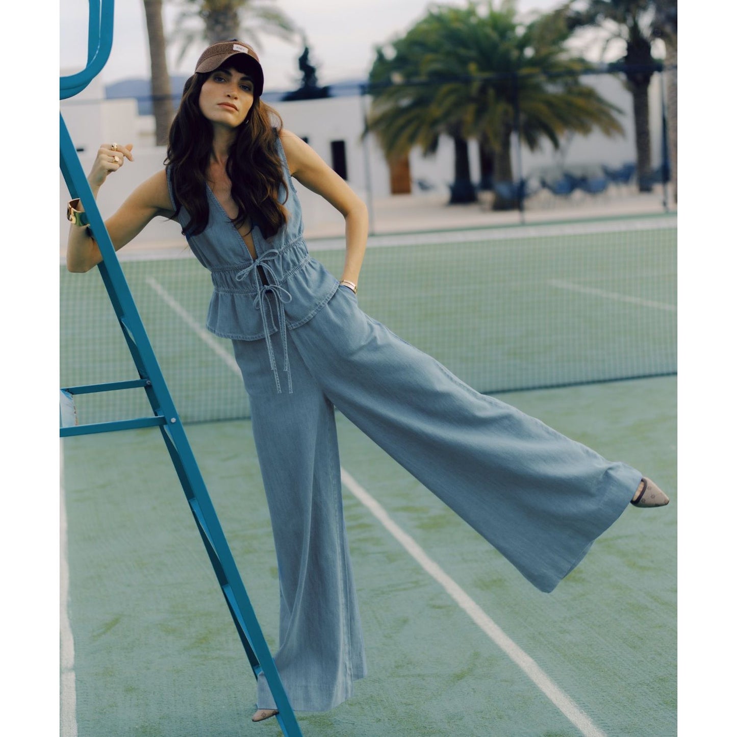 JOSH V SEA Tailliertes Top mit Schößchen - mid blue denim