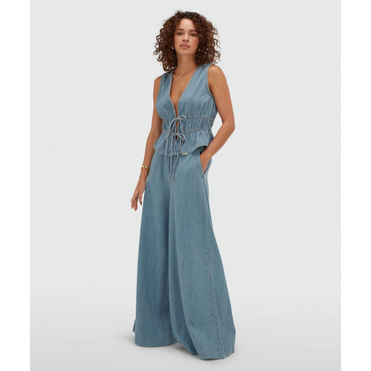 JOSH V SEA Tailliertes Top mit Schößchen - mid blue denim