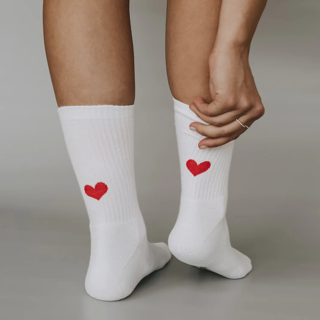 Eulenschnitt Socken Herz rot