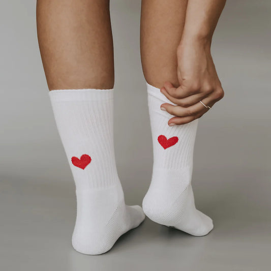 Eulenschnitt Socken Herz rot