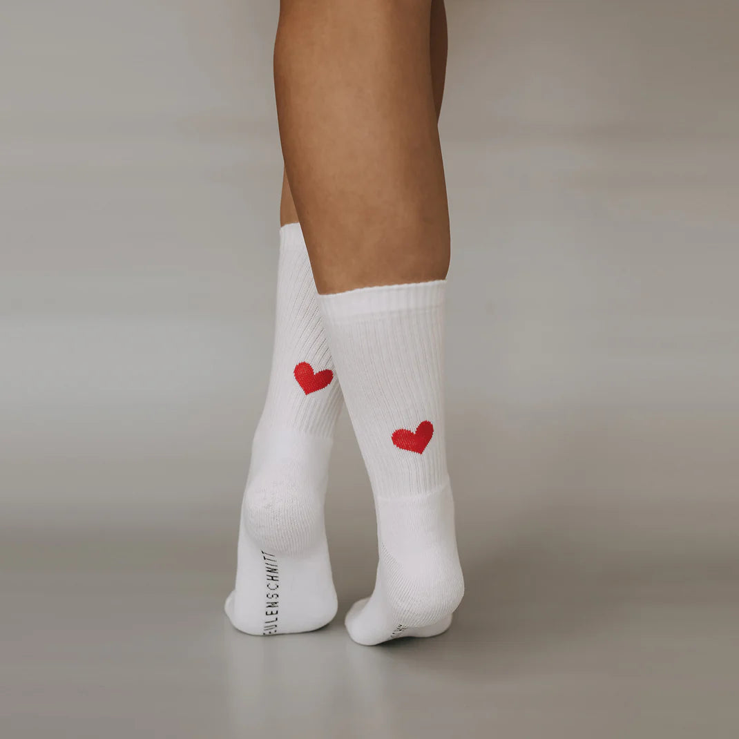 Eulenschnitt Socken Herz rot