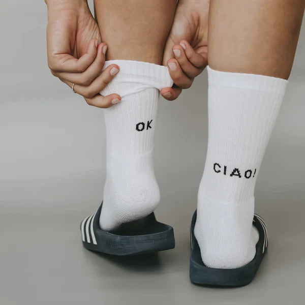 Eulenschnitt Socke "OK CIAO" Gr. 35-38