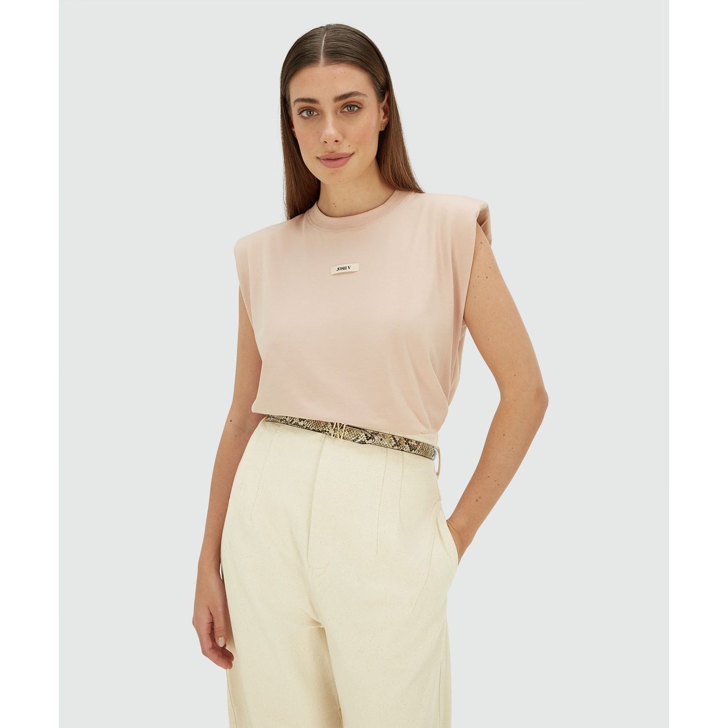 JOSH V SUE T-Shirt in Regular Fit mit Schulterpolstern - dusty pink