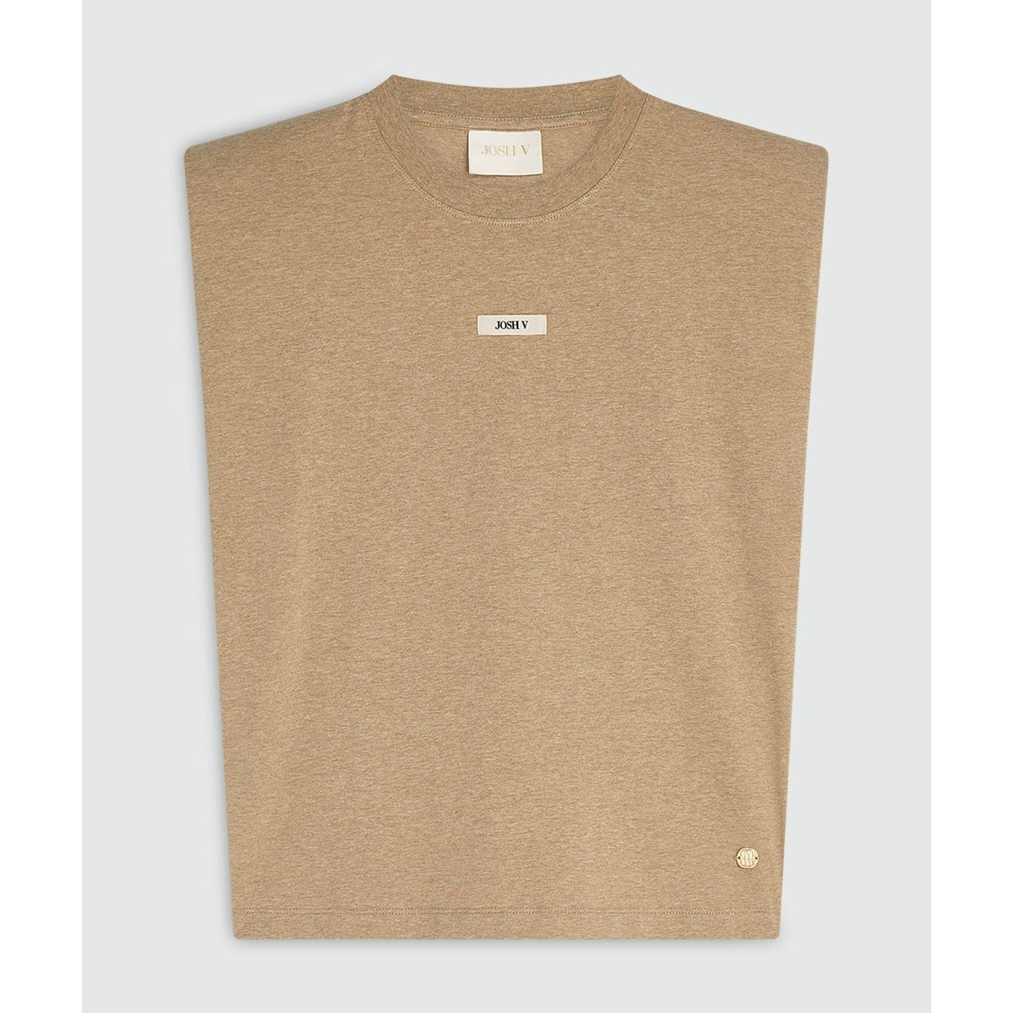 JOSH V SUE T-Shirt in Regular Fit mit Schulterpolstern - light khaki melange