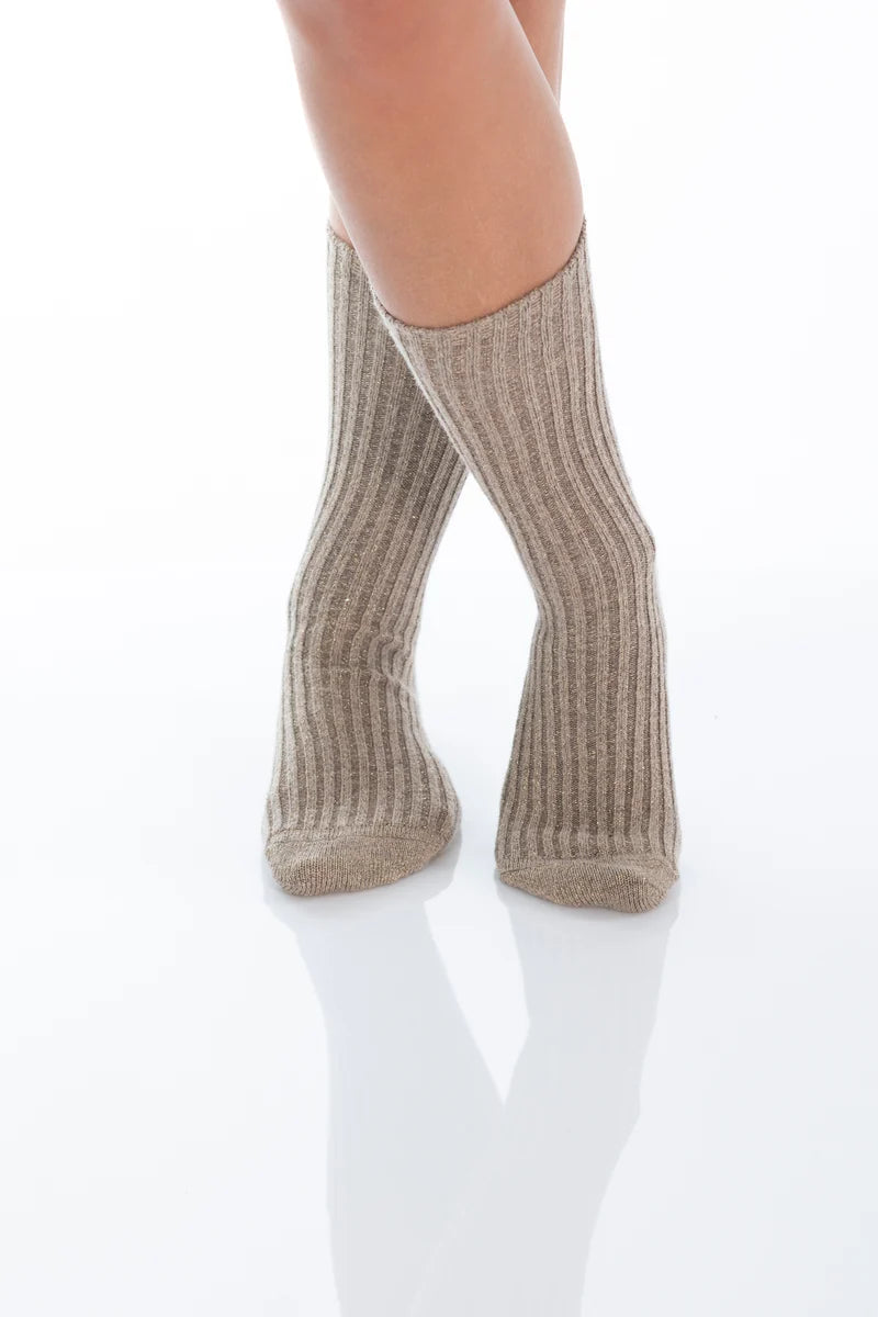 Socke mit Schimmer - camel