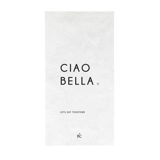 Bastion Collections Napkin white / Papierserviette -Ciao Bella-