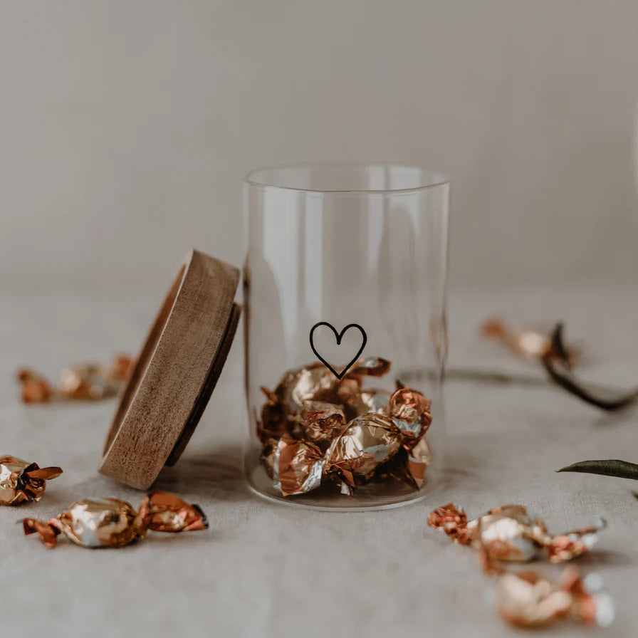 Eulenschnitt Mini Vorratsglas Herz / schwarz