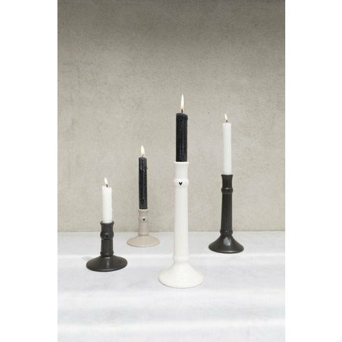 Bastion Collections Kerzenhalter / Candlestick SM White with small black heart 10cm